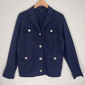 J. Jill Women's Medium Navy Blue Wearever Collection‎ Button-Front Jacket